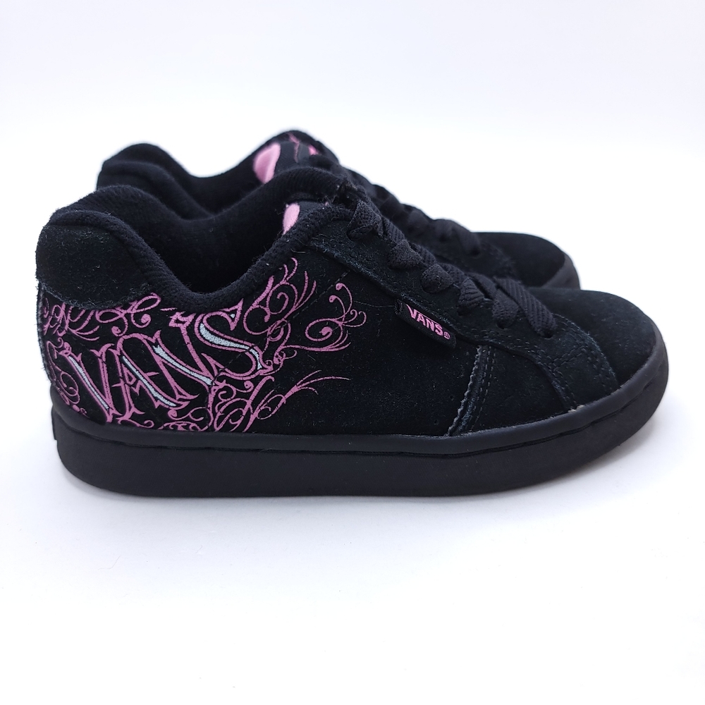 Rare Vans Widow Girls’s Black Pink Classic Skateboarding Sneakers Shoe Size 13